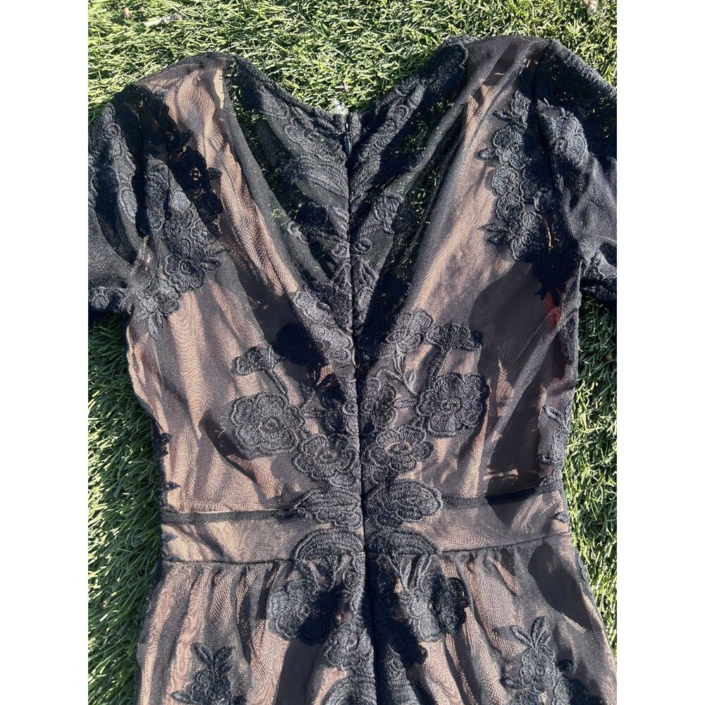 For Love & Lemons Temecula Embroidered Mesh Mini Dress Black Nude S - Picture 10 of 11